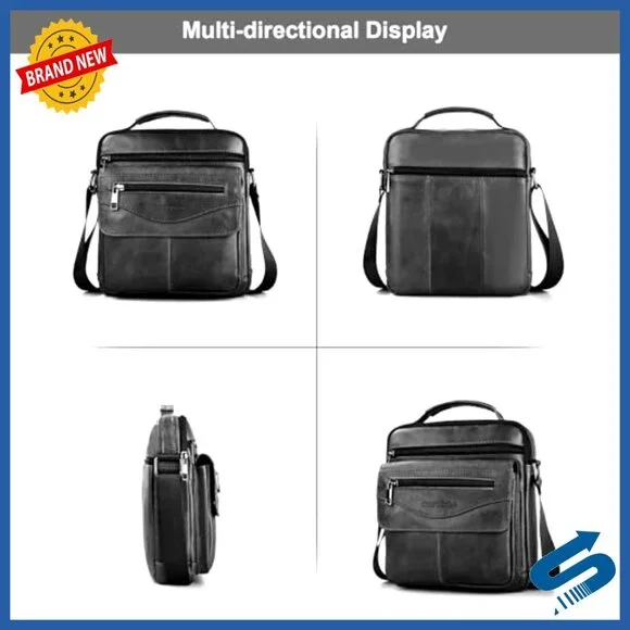 Leather Crossbody Messenger Bag Travel Satchel Shoulder Bag Men's Organizer